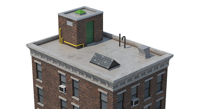 Apartment Building Low-poly 3D model 6