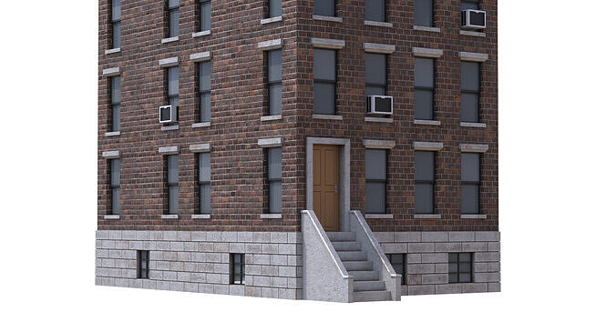Apartment Building Low-poly 3D model 7