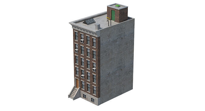 Apartment Building Low-poly 3D model 2