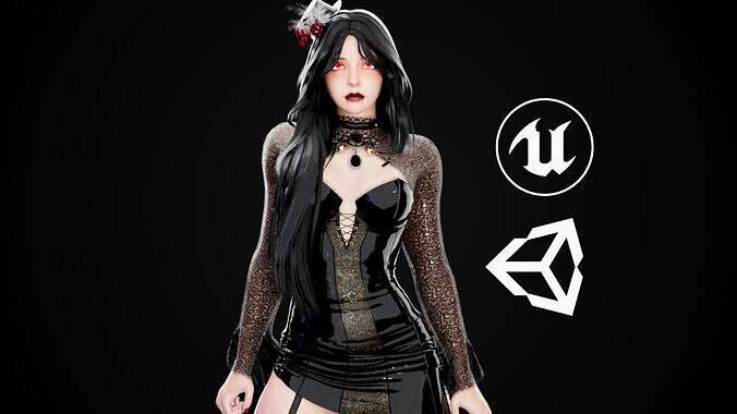 Gothic Vampire Girl - GameReady Low-poly 3D model