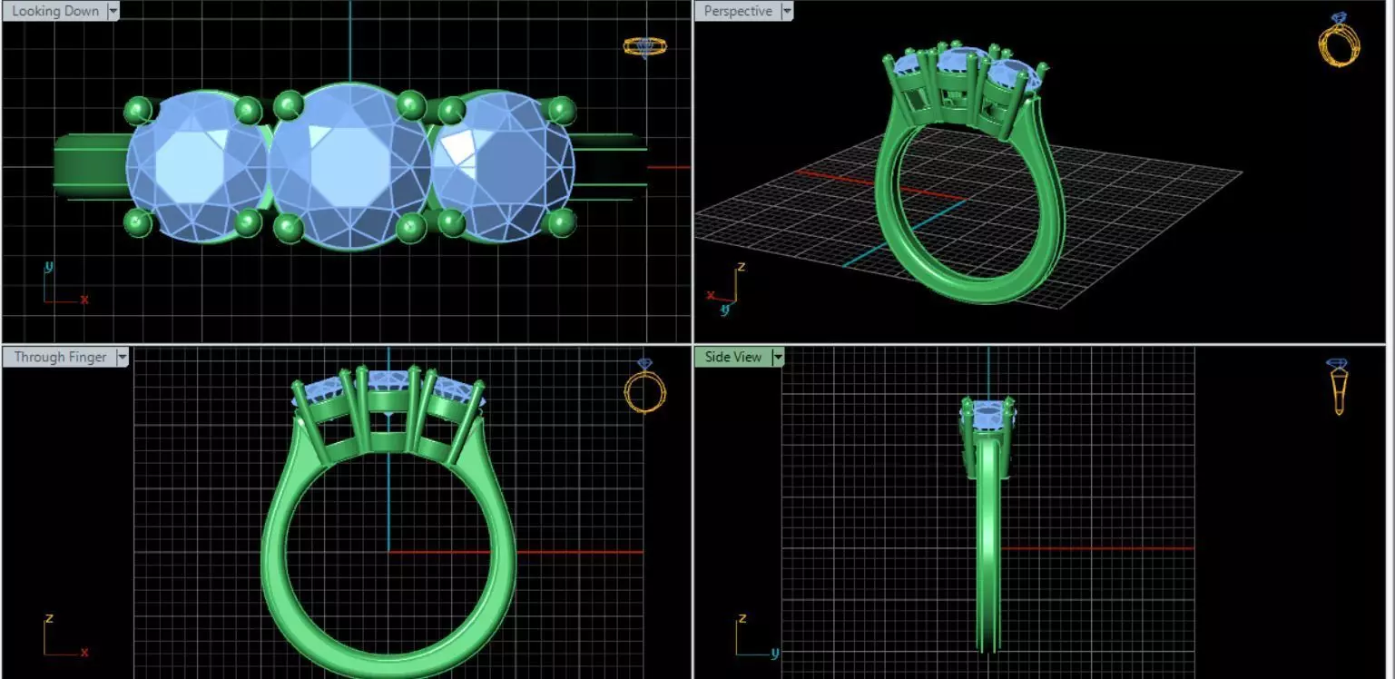 3 STONE RING Free 3D print model