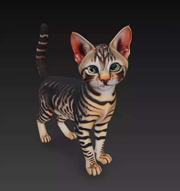 Cat Tabby Realistic 3D Model Basic - Low Poly Realistic Low-poly 3D model_0
