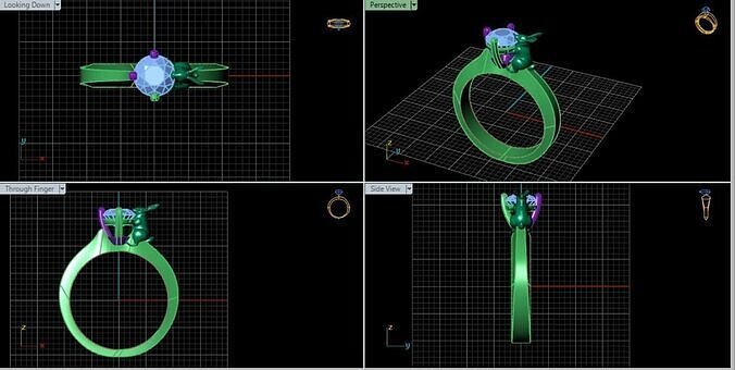 rabbit Centre stone ring Free 3D print model