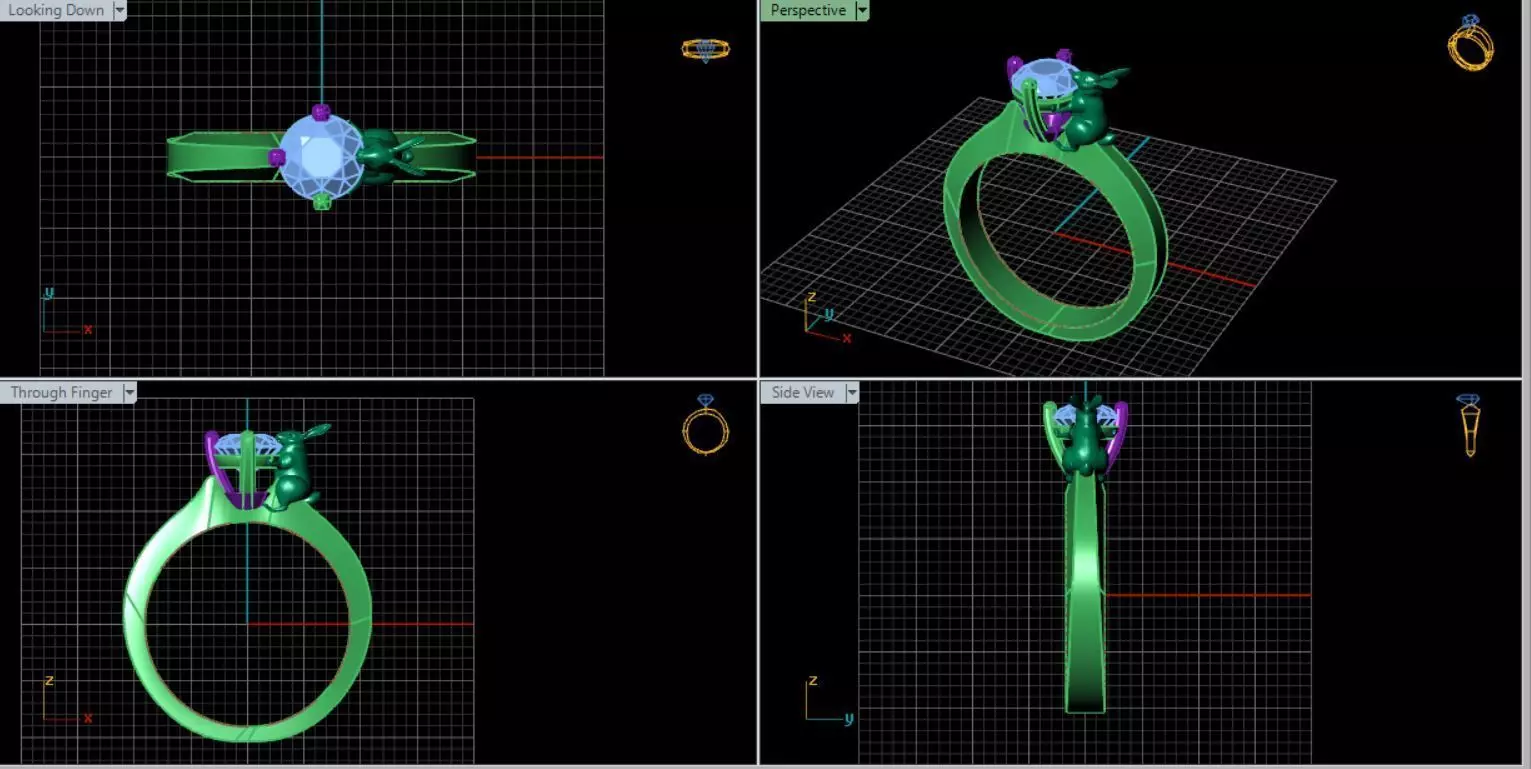rabbit Centre stone ring Free 3D print model_0