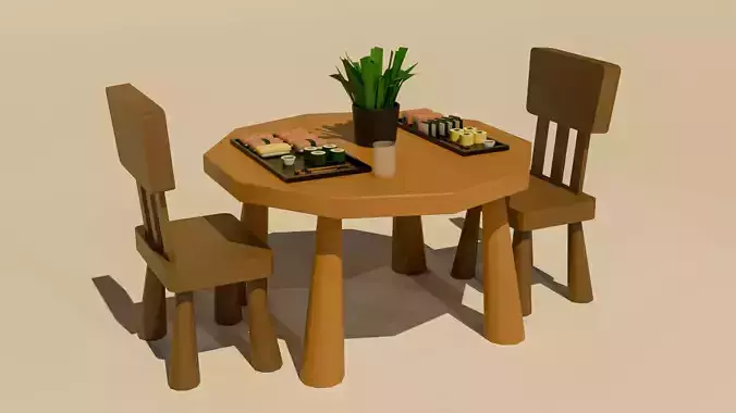 Japanese Food Table Set - Game Asset