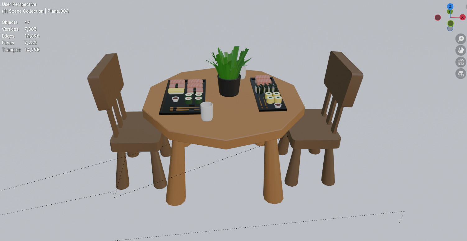 Japanese Food Table Set - Game Asset Free low-poly 3D model_3