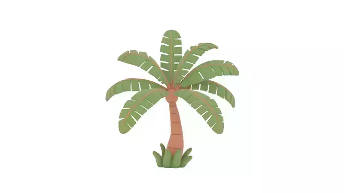 Tropical Palm Tree with Green Leaves