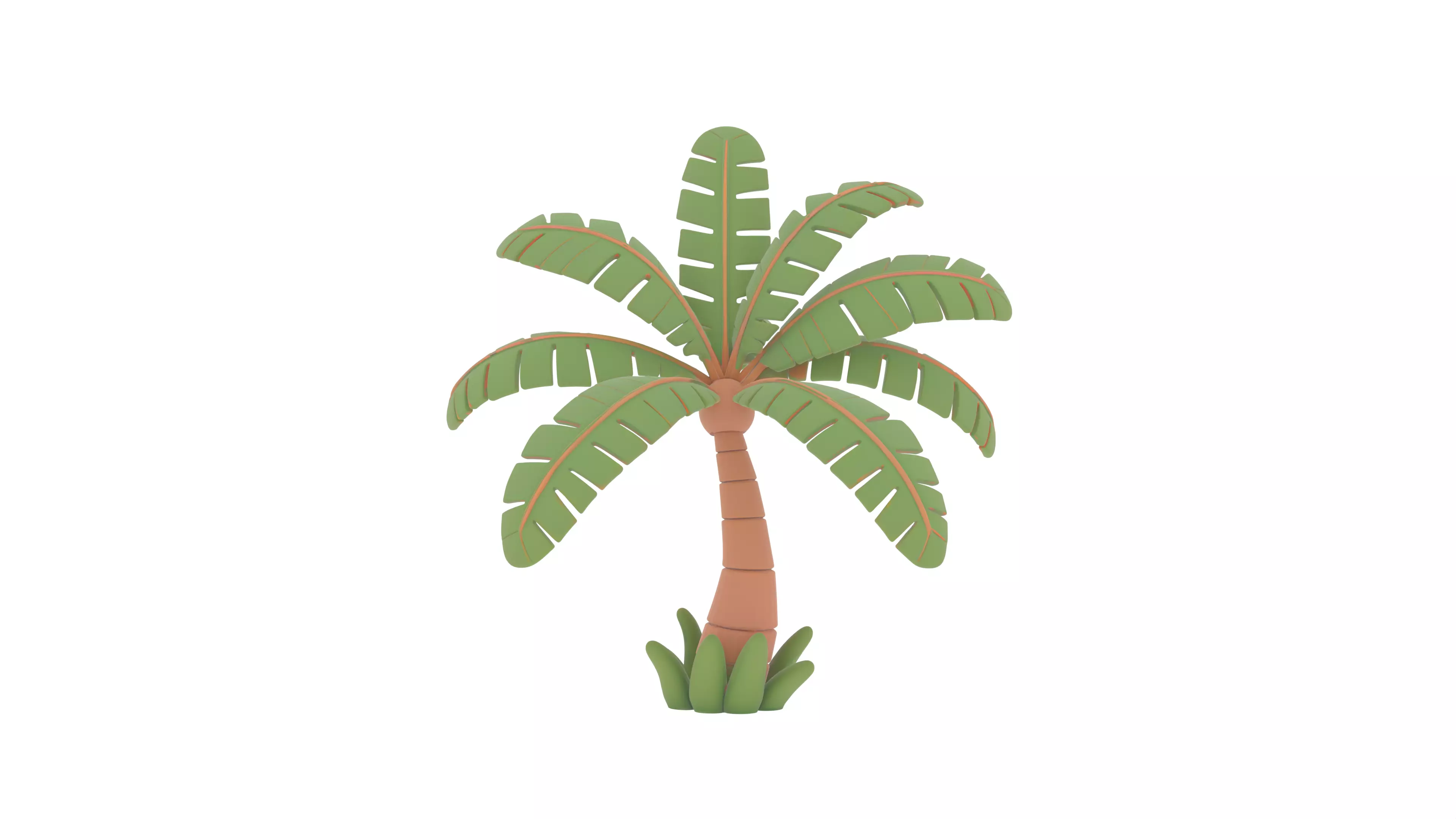 Tropical Palm Tree with Green Leaves 3D model_0