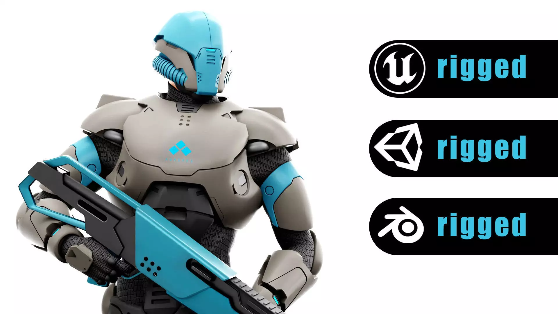 CYBORG SOL-90 Rigged for Unreal Engine - Unity - MIXAMO 3D model