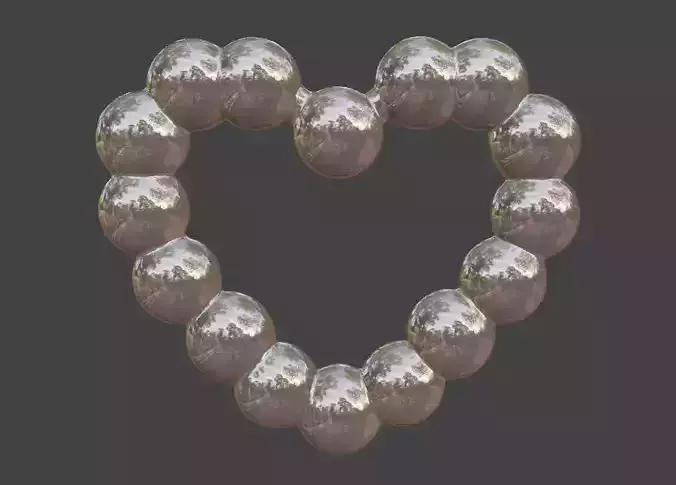 Pearl Heart Charm HIGH POLY