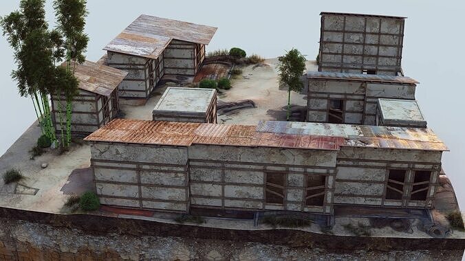Village Houses Low-poly 3D model 4
