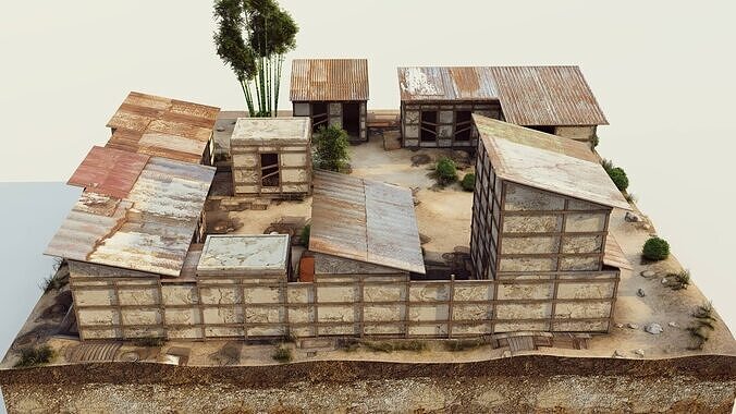 Village Houses Low-poly 3D model 5