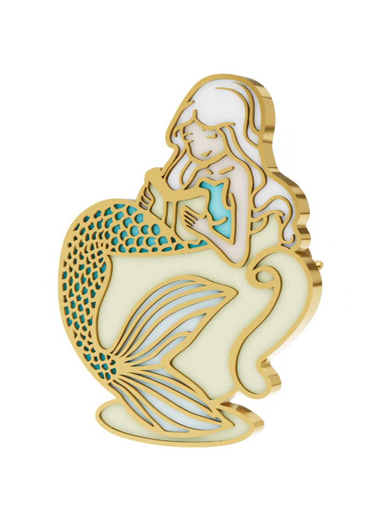 Mermaid Enamel Pin Design 3D print model_1