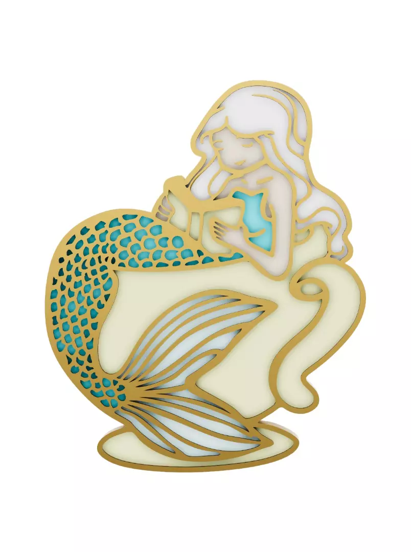 Mermaid Enamel Pin Design 3D print model_0
