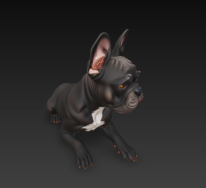 French Bulldog Dog Realistic 3D Model - Low Poly Realistic Low-poly 3D model_1