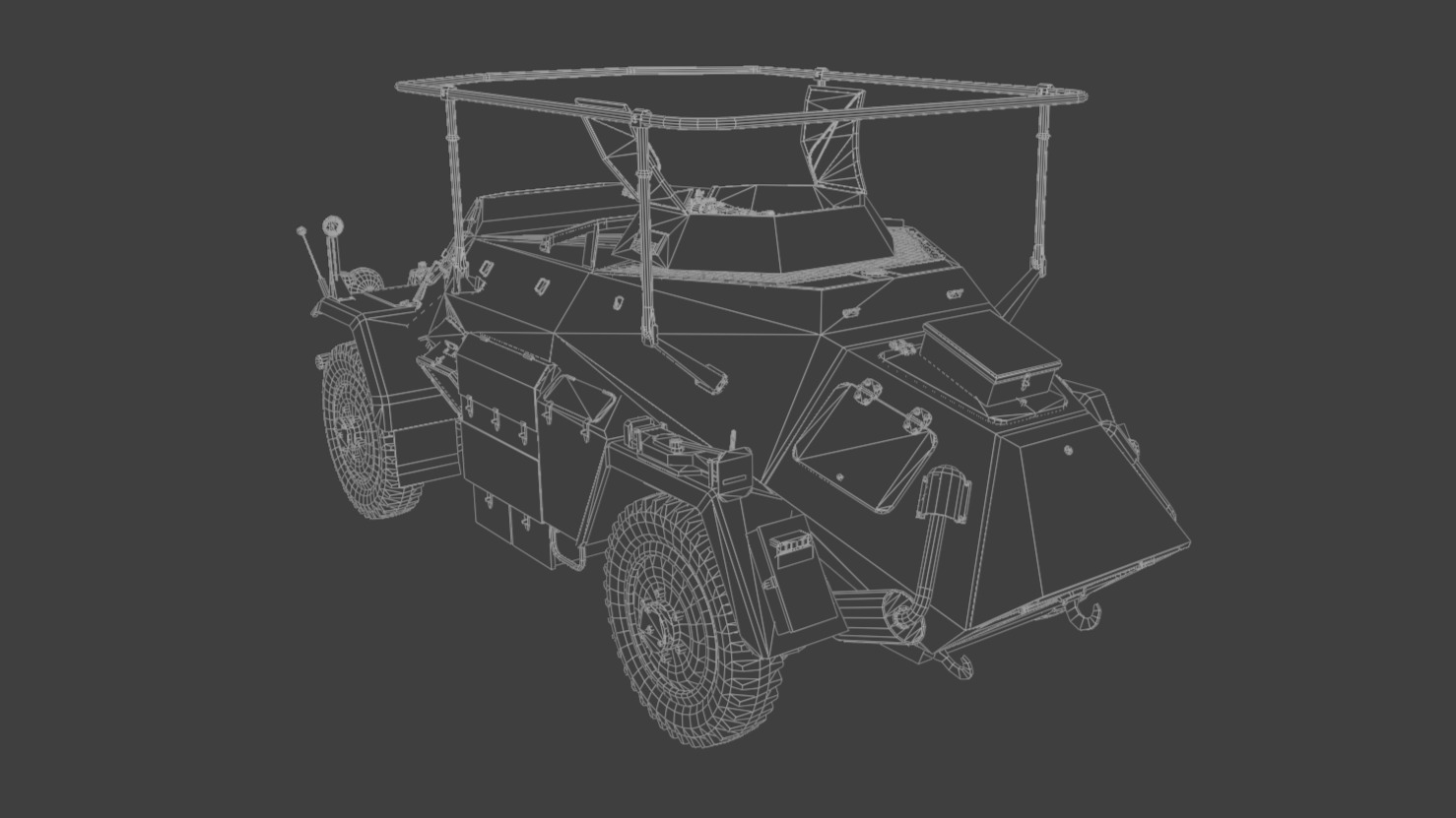 SdKfz 223 Armored car Low-poly 3D model_9