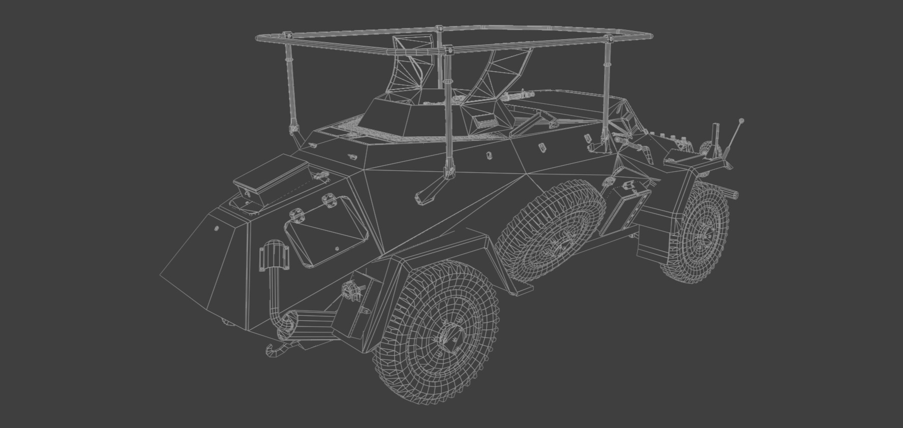 SdKfz 223 Armored car Low-poly 3D model_10