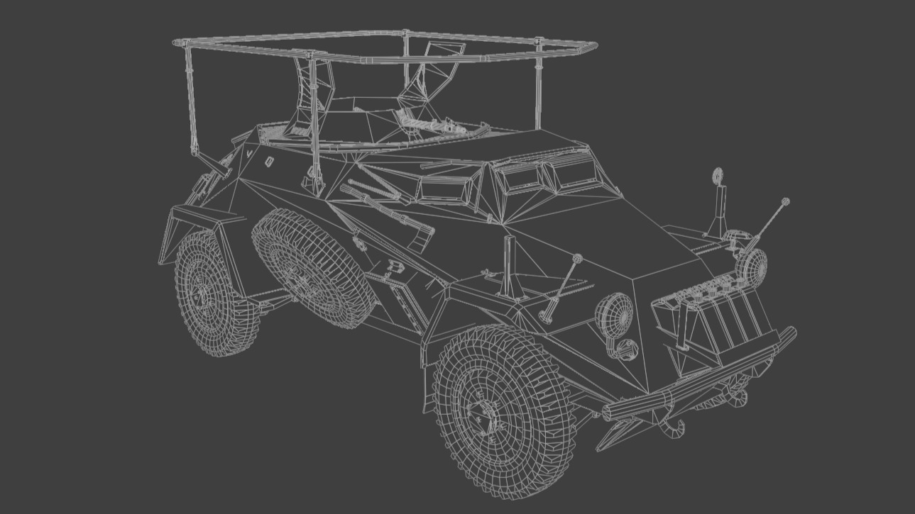 SdKfz 223 Armored car Low-poly 3D model_11