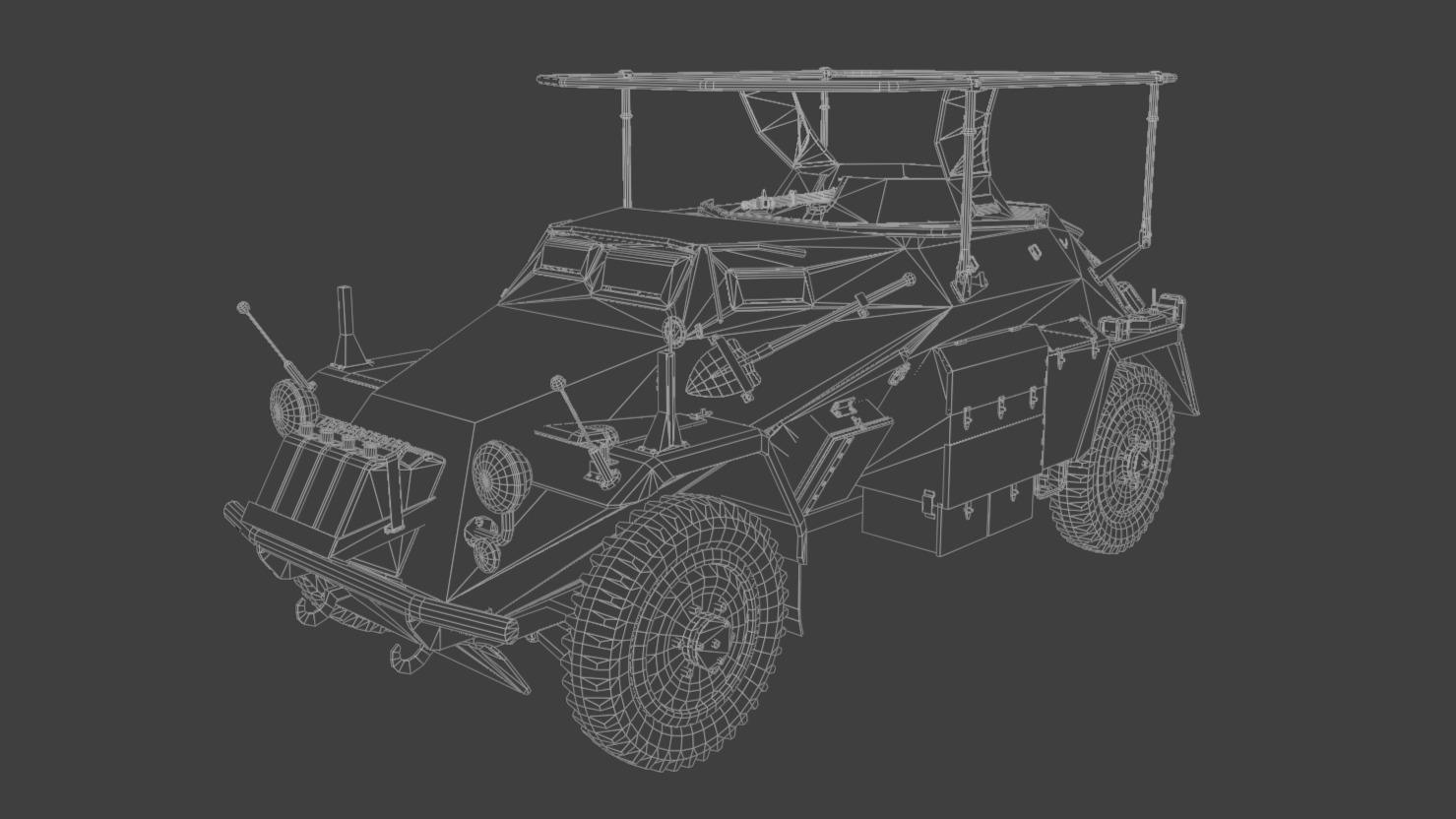 SdKfz 223 Armored car Low-poly 3D model_8