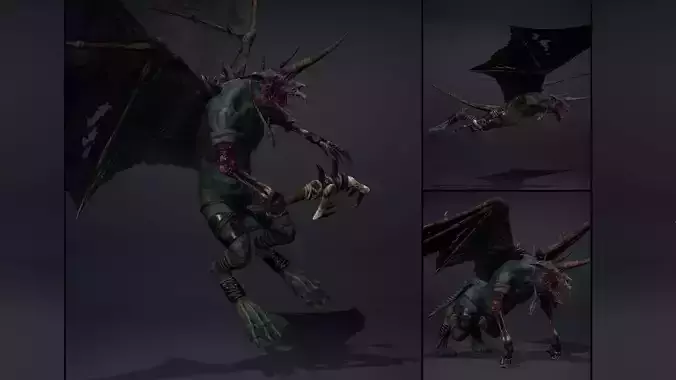 Ashenwing Damaged Low-poly 3D model