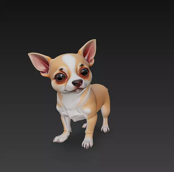 Chihuahua Dog Realistic 3D Model - Low Poly Realistic Low-poly 3D model_0