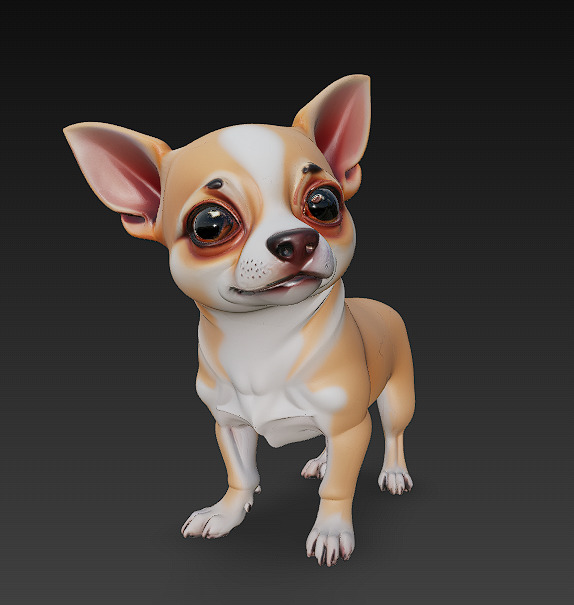 Chihuahua Dog Realistic 3D Model - Low Poly Realistic Low-poly 3D model_1