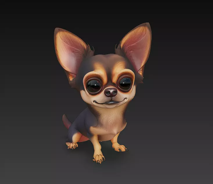 Chihuahua Dog Realistic 3D Model - Low Poly Realistic Low-poly 3D model_0