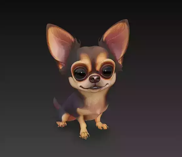 Chihuahua Dog Realistic 3D Model - Low Poly Realistic
