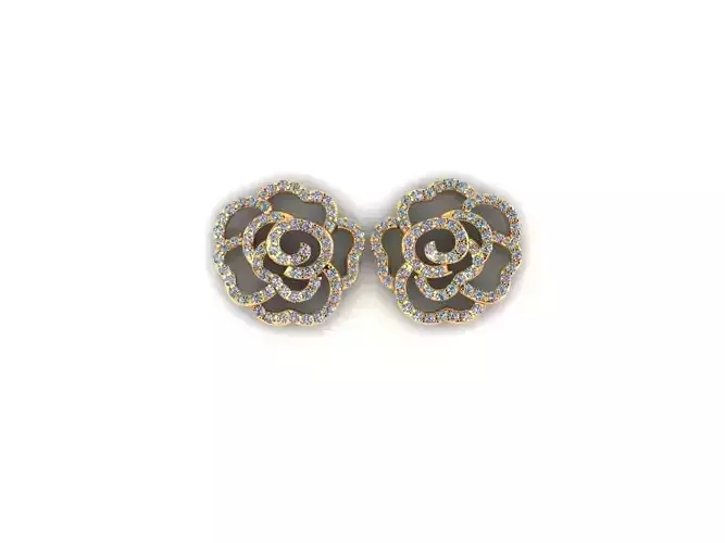 Rose Flower Diamond Earring AI00051E 3D print model