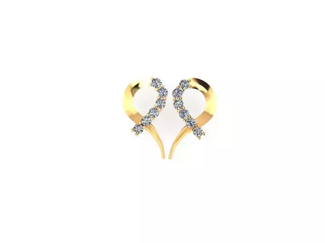Heart Diamond Earring AI00042E 3D print model
