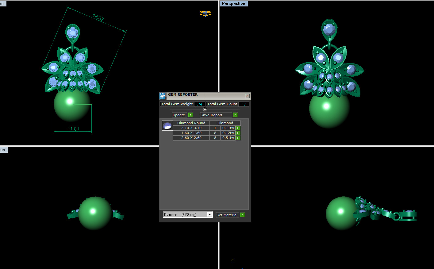 Pear Earring AI00036E 3D print model_1