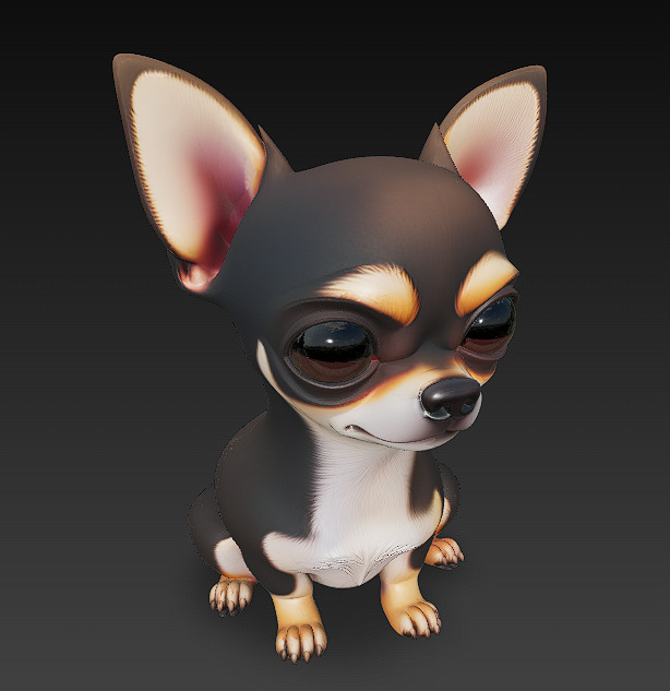Chihuahua Dog Realistic 3D Model - Low Poly Realistic Low-poly 3D model_1