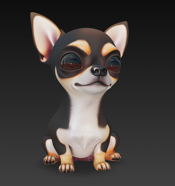 Chihuahua Dog Realistic 3D Model - Low Poly Realistic Low-poly 3D model_2