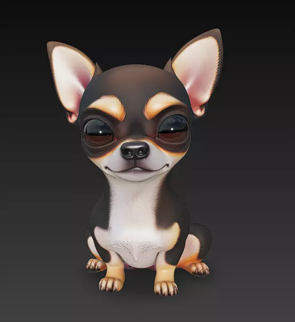 Chihuahua Dog Realistic 3D Model - Low Poly Realistic Low-poly 3D model_0