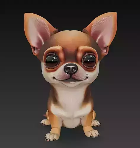 Chihuahua Puppy Dog Realistic 3D Model - Low Poly Realistic