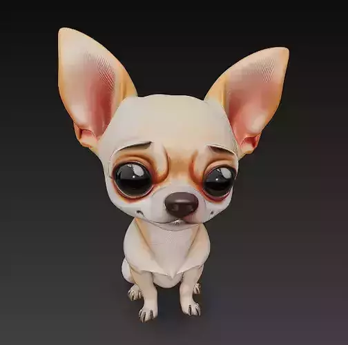 Chihuahua Puppy Dog Realistic 3D Model - Low Poly Realistic