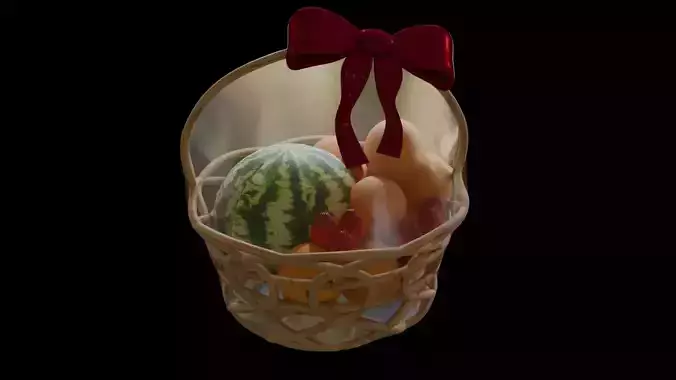 Fruits gift in a Round Wicker Basket