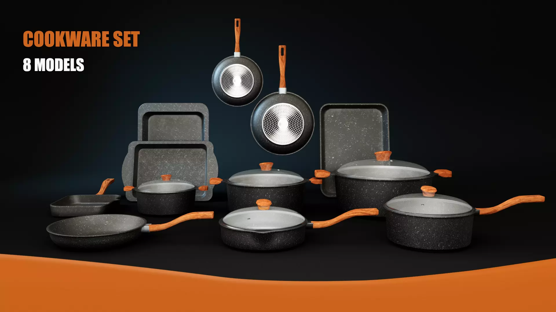 Cookware Set Low-poly 3D model