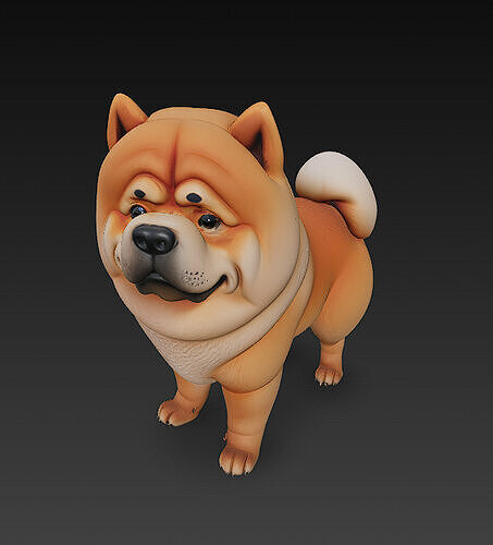 Chow Chow Dog Realistic 3D Model - Low Poly Realistic Low-poly 3D model