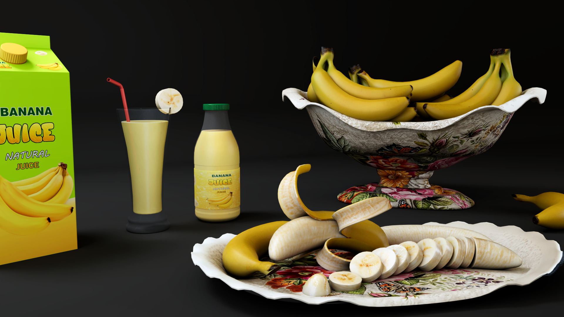 Banana Low-poly 3D model_2