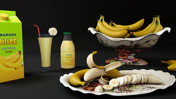 Banana Low-poly 3D model 3