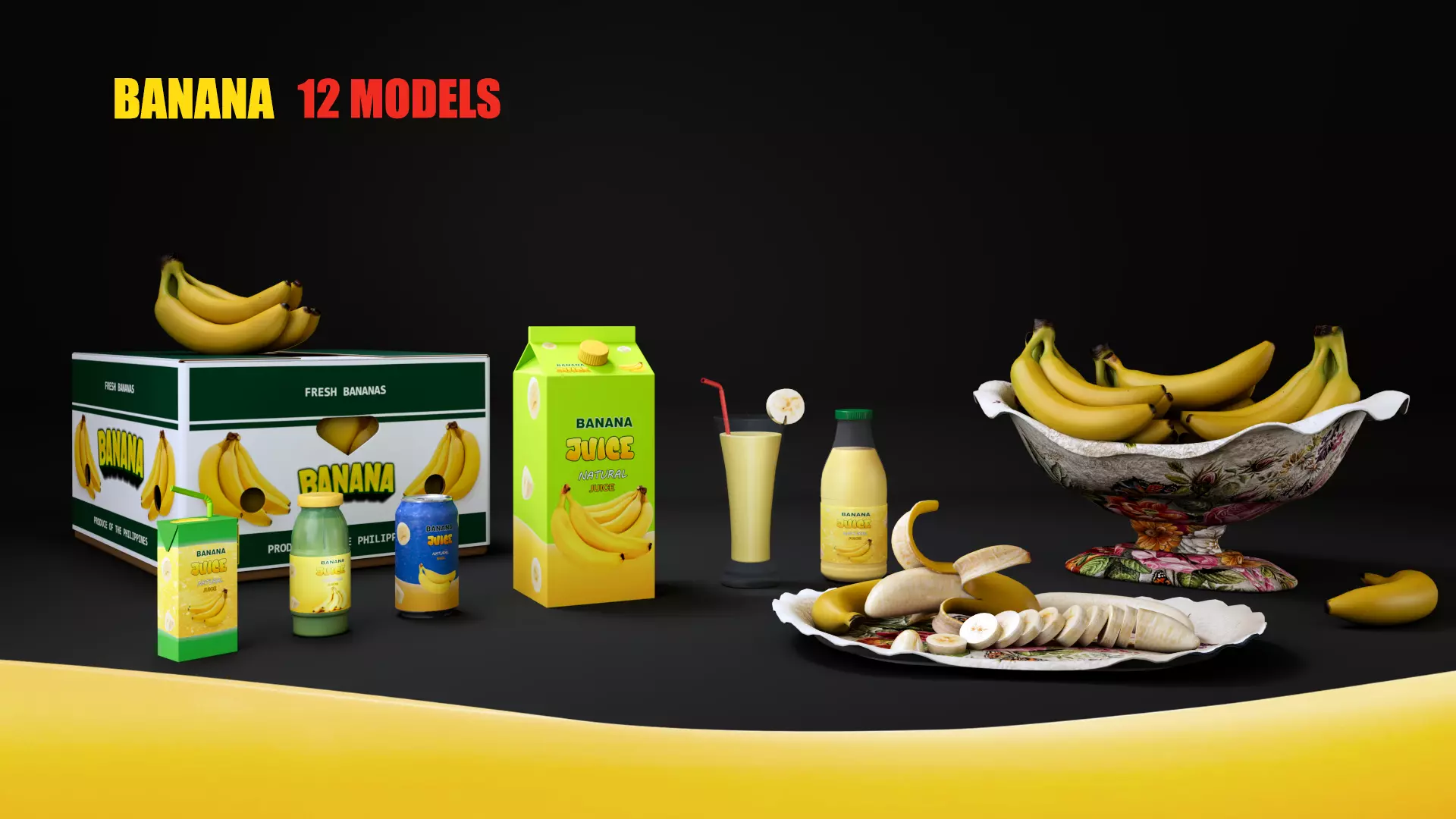 Banana Low-poly 3D model_0