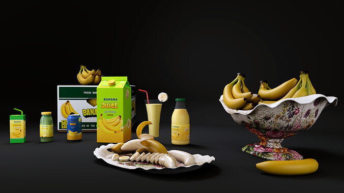 Banana Low-poly 3D model 2