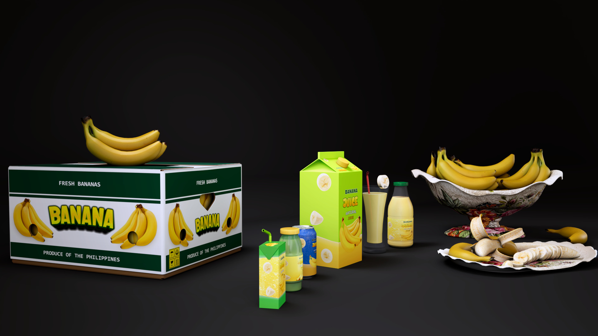 Banana Low-poly 3D model_8