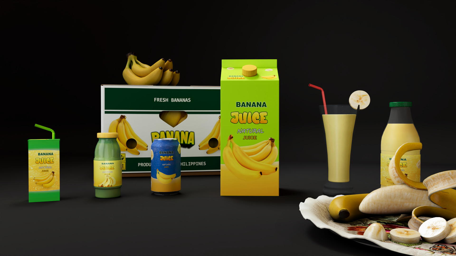 Banana Low-poly 3D model_9