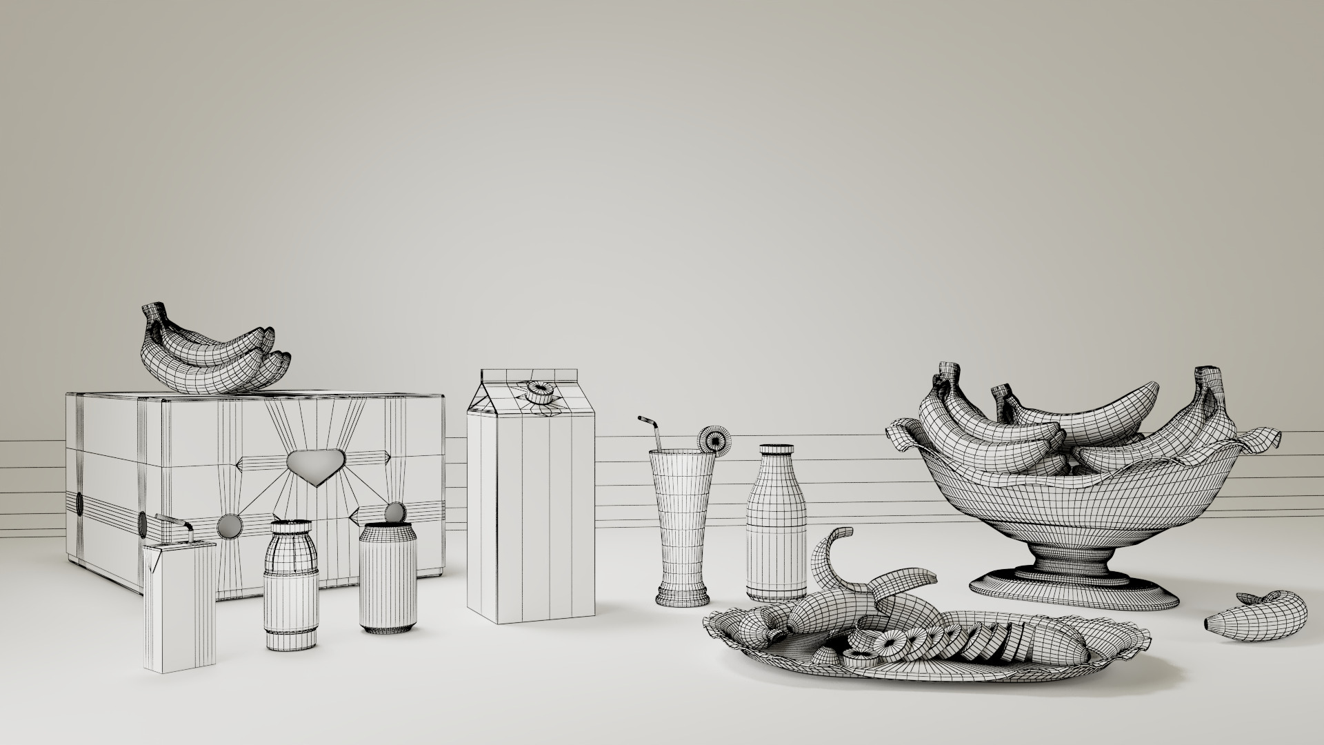 Banana Low-poly 3D model_10