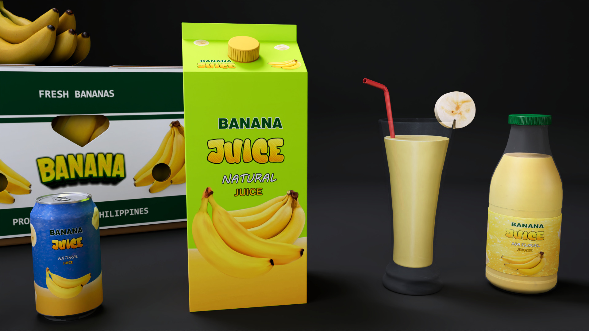 Banana Low-poly 3D model_4