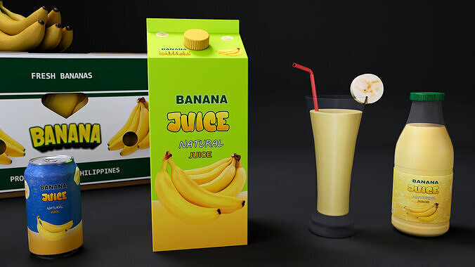 Banana Low-poly 3D model 5