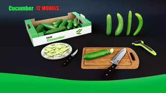Cucumber Low-poly 3D model