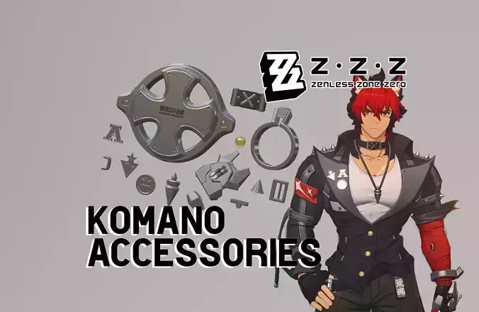 Zenless Zone Zero - Komano Manato Accessories 3D print model Zenless Zone Zero - Komano Manato Accessories 3D print model